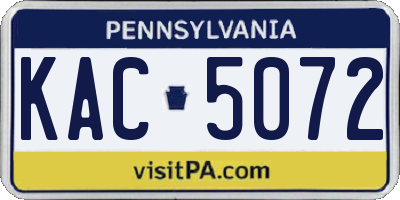 PA license plate KAC5072