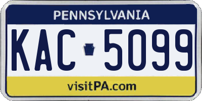 PA license plate KAC5099