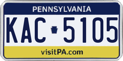PA license plate KAC5105