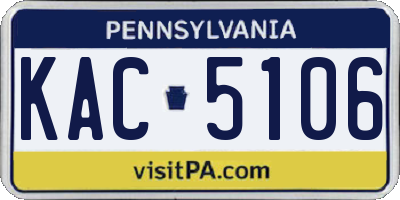 PA license plate KAC5106