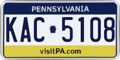 PA license plate KAC5108