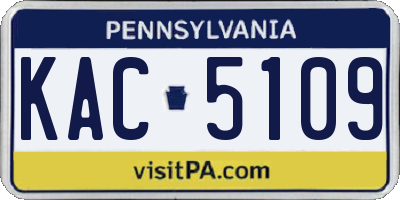 PA license plate KAC5109