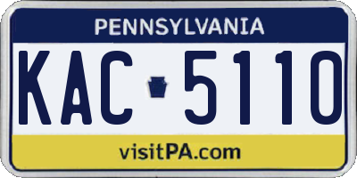 PA license plate KAC5110