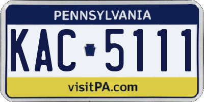 PA license plate KAC5111