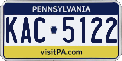 PA license plate KAC5122