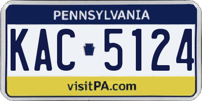 PA license plate KAC5124