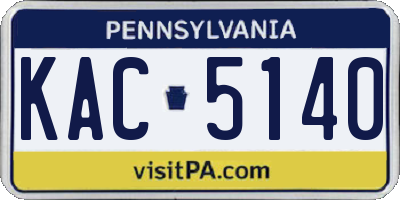 PA license plate KAC5140