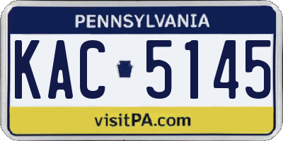 PA license plate KAC5145