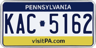 PA license plate KAC5162