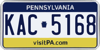 PA license plate KAC5168