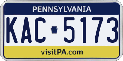 PA license plate KAC5173