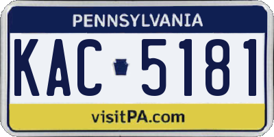 PA license plate KAC5181