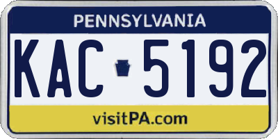 PA license plate KAC5192