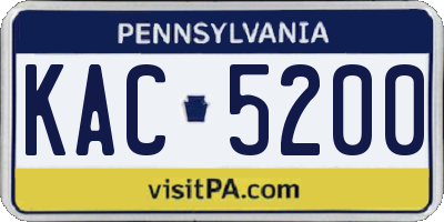 PA license plate KAC5200