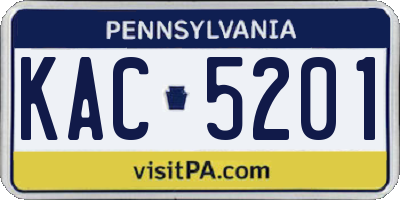 PA license plate KAC5201