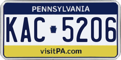 PA license plate KAC5206