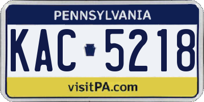 PA license plate KAC5218