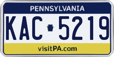 PA license plate KAC5219