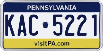 PA license plate KAC5221