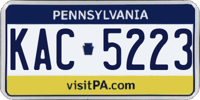 PA license plate KAC5223