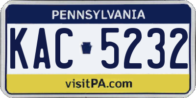PA license plate KAC5232