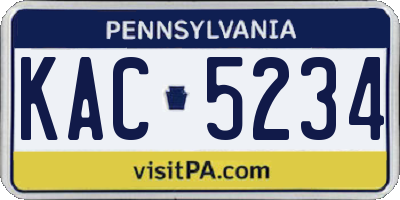 PA license plate KAC5234