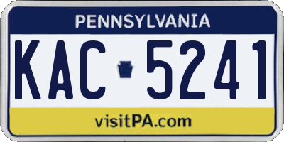 PA license plate KAC5241