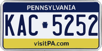 PA license plate KAC5252