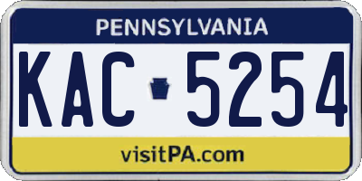 PA license plate KAC5254