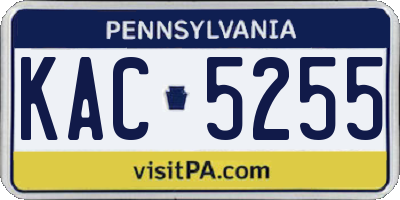 PA license plate KAC5255