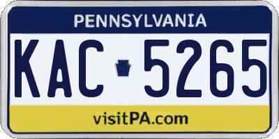 PA license plate KAC5265