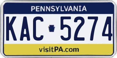 PA license plate KAC5274