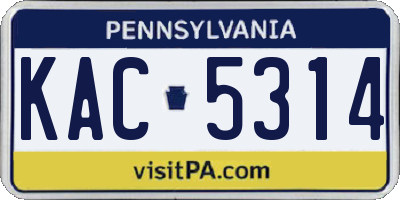 PA license plate KAC5314