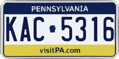 PA license plate KAC5316