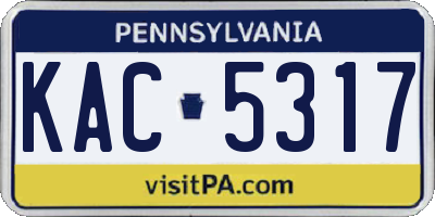 PA license plate KAC5317