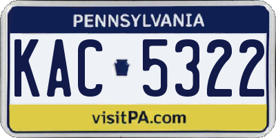 PA license plate KAC5322