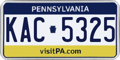 PA license plate KAC5325