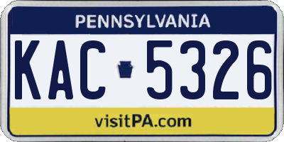 PA license plate KAC5326