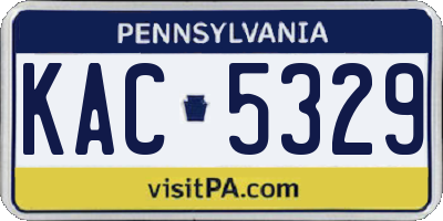 PA license plate KAC5329