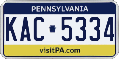 PA license plate KAC5334