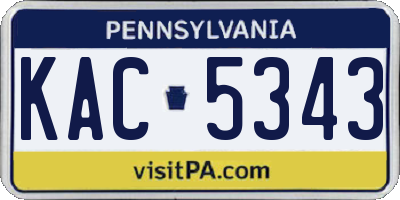PA license plate KAC5343
