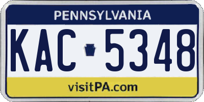 PA license plate KAC5348