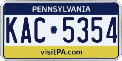 PA license plate KAC5354