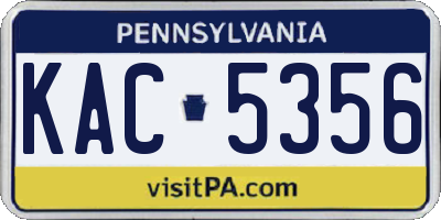 PA license plate KAC5356