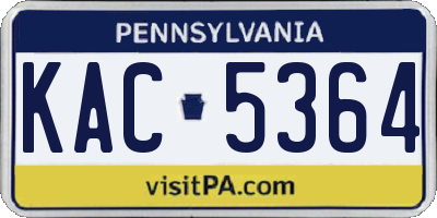 PA license plate KAC5364