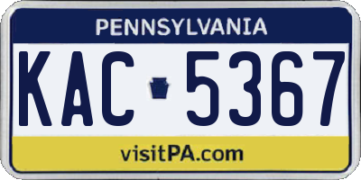 PA license plate KAC5367
