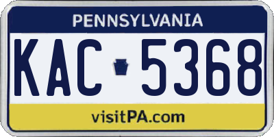 PA license plate KAC5368
