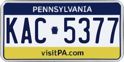 PA license plate KAC5377