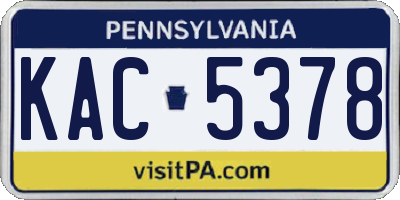 PA license plate KAC5378