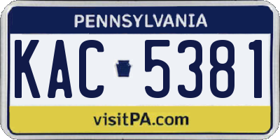 PA license plate KAC5381